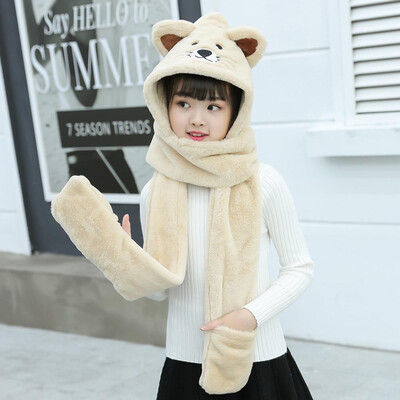 

3 In 1 Baby Winter Warm Fleece Hood Scarf Snood Pocket Hats Gloves Keep Warm Fashion Accessories