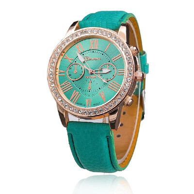 

Women Fashion Three Dials Quartz Watch Luxury Diamond Leather Band Alloy Case Wrist Watches