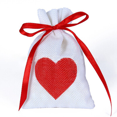 

10 P c s Imitation Linen Love Bundle Pocket Tethered Linen Bag Wedding Gift Bags