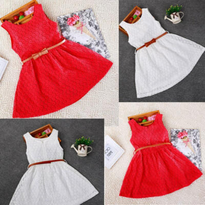 

Baby Girls Kids Lace Hollow Out Dress Clothes Sleeveless Dresses Sundress Skirts