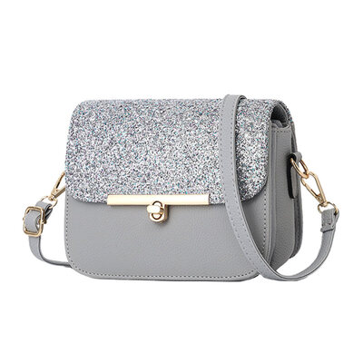 

Fashion Sequins Patchwork Women Twist Lock Square Small Crossbody Shoulder Bag