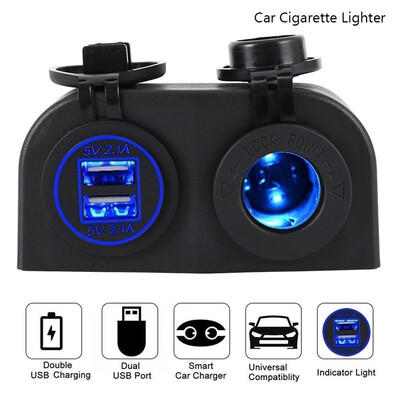 

12V 240W Car Boat Cigarette Lighter Socket 42A Dual USB Port Charger Power Outlet