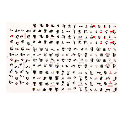 

1 Sheet Black Cartoon Cat Pattern Water Transfer Printing Nail Sticker