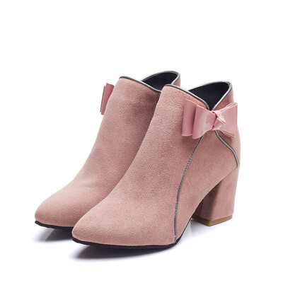 

Rose Ladies Womens Solid Zipper Biker Ankle Flock Flat Ankle Boots Shoes