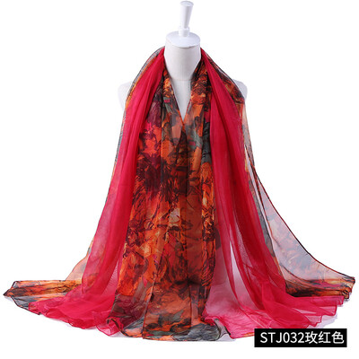 

Summer silk beach towel ladies sunscreen super large size sunscreen silk scarves printed scarves large shawl STJ032