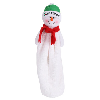 

1 Pcs Santa Claus Snowman Embroidered Hand Towel Christmas Toilet Hanging Decor