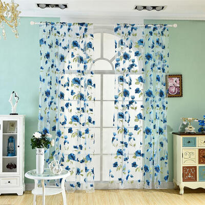 

1x2m Polyester Flower Printing Curtain Yarn Tulle Sheer Panel Voile Curtain