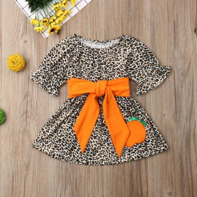 

US Baby Kids Pumpkin Girls Dress Party Wedding Bridesmaid Gown Formal Dresses