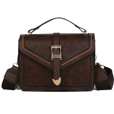

Tailored Women Shoulder Bag Retro Wide Shoulder Strap Messenger Bag Small Square Bag