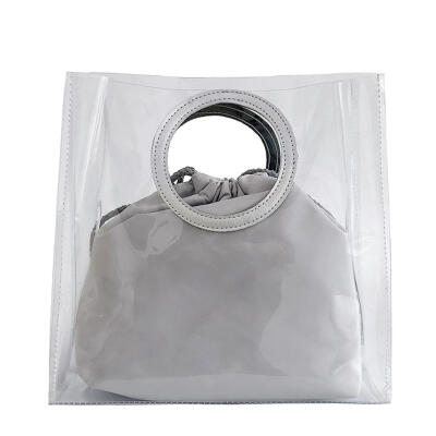 

Transparent PVC Women Totes Nylon Drawstring Composite Bag Female Handbags