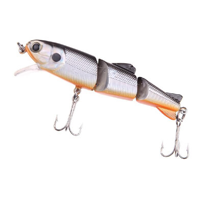 

Artificial Three Jointed Minnow Fishing Lure Tackle Bionic Hard Bait Lifelike with 2 Treble Hooks Orange