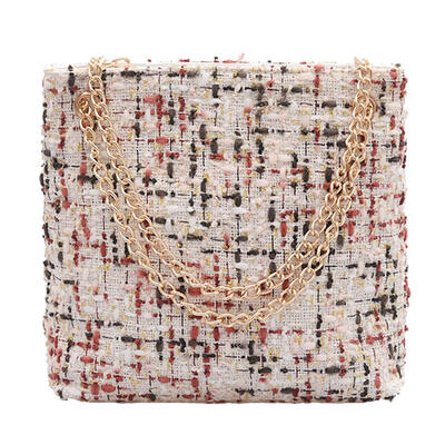 

Women Fashion Square Zip Bag Shoulder Messenger Woven Chain Casual Bags