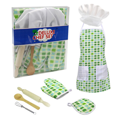 

YIWULA7pc Kids Cooking And Baking Set Kitchen Costume Pretend Role Play Kit Apron Hat