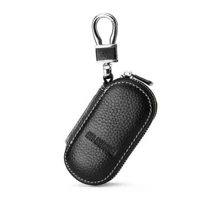 

Casual Compact Leather Business Car Key Wallet Mini Solid Color Zipper Keychain Organizer