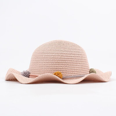 

Summer Children Girls Cute Flower Bowknot Straw Sun Hat Wide Brim Casual Foldable Beach Hats