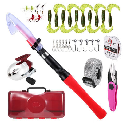 

12M Fishing Rod&Reel Combo for Kids Spincast Fishing Reel Telescopic Fishing Rod Pole Lures Hooks Line Fishing Accessories