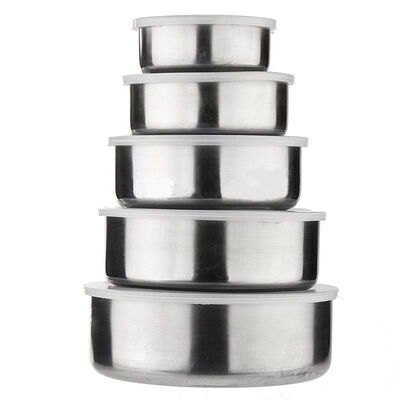 

Set Of 5 Mixing Bowls With Lids Stainless Steel Non Slip Base Home Kitchen Food