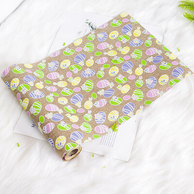 

Toponeto Easter Cotton Linen Rabbit Eggs Printed Tablecloth Home Decoration