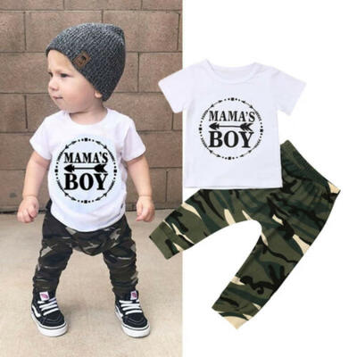 

Fashion Kids Baby Boys Summer Tops T-shirt Camo Pants Outfits Clothes Tracksuit
