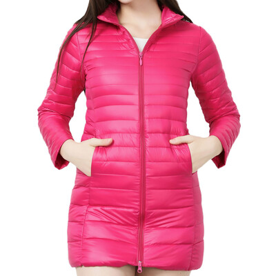 

Toponeto Womens Light weight Packable Down Coat Stand Collar Long Down Jacket