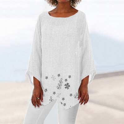 

Starmoon Womens Summer Long Sleeve Printed Round Neck Loose Blouse Casual T-Shirt Tops