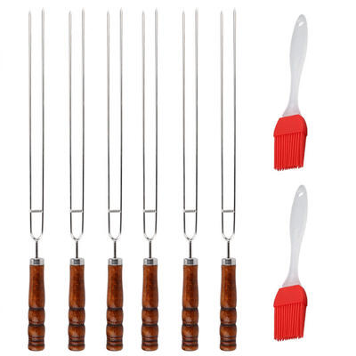 

Greensen 6Pcs BBQ Stainless Steel Barbecue Fork 2Pcs Silicone BBQ Brush Barbecue Tool