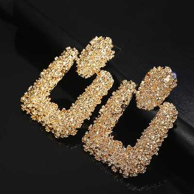 

Exaggerated Pund Style Drop Earrings For Women Golden Silver Color Square Geometric Earrings Wholesale