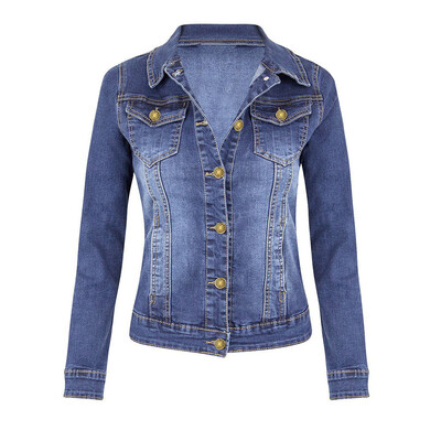 

Roseonmyhand Womens Casual Coat Long Sleeve Pocket Button Denim Jacket Coat