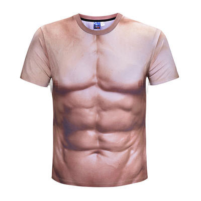 

Sexy Funny 3D Print Muscle Mens Short Sleeve Spoof Creative Fitness Elastic Short T-Shirt Digital Print T-Shirt