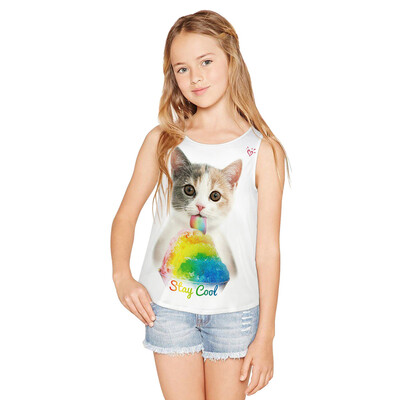 

Teen Toddler Kid Girl Sleeveless 3D Cartoon Print Cartoon Tops Casual Clothes