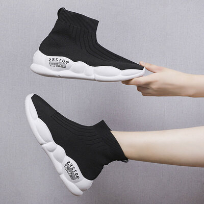 

Autumn small white shoes high-top mesh breathable sneakers summer running socks&tide shoes