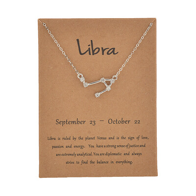

Brown Card Fashion Jewelry Zodiac Crystal Star Sign 12 constellation Pendant Necklace For Women