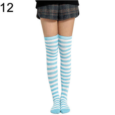 

Autumn Winter Women Striped Thigh High Elastic Warm Over the Knee Long Socks