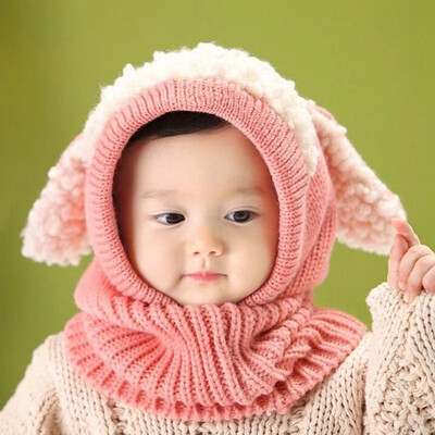 

Baby Toddler Winter Thicken Warm Puppy Hat Hooded Scarf Knitted Cap Boys Girls