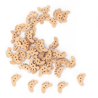 

Greensen 50pcs Cute Small Foot Wooden Buttons for DIY Crafting Sewing Decoration Accessories