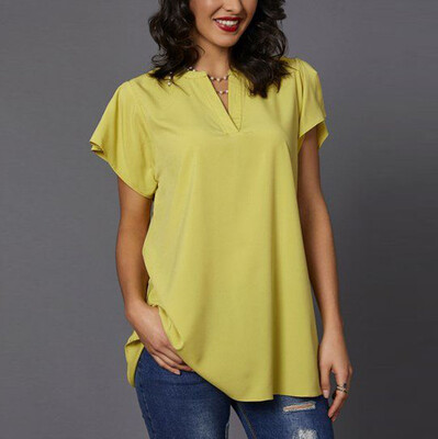 

Starmoon Womens Frill V Neck Casual Short Sleeve T-Shirt Ladies Summer Loose Tops Blouse