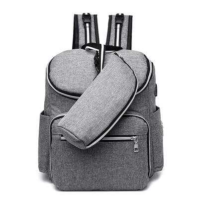 

2pcsset Fashion Mummy Large Capacity Backpack Handbags USB Square Knapsack