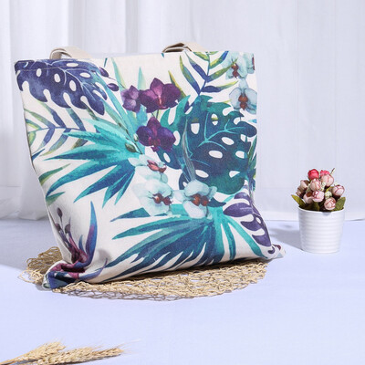 

Toponeto Portable&Washable Linen Plant Pattern Receipt Bag Reusable Shopping Bag