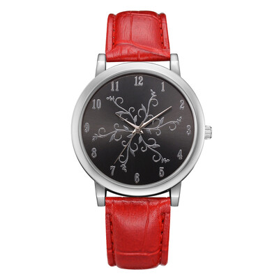 

Hot Womens Watches Roman Numeral Tree Pattern Disc Ladies Quartz Wristwatch Fashion Leather Strap Clock Zegarek Damsk