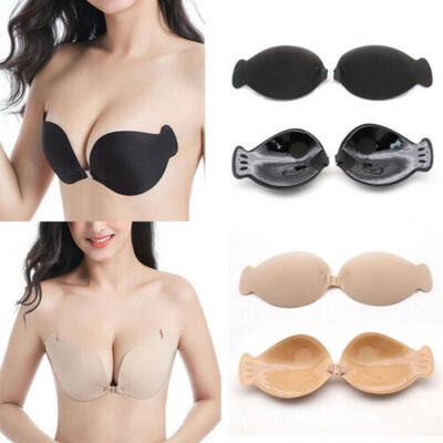 

Womens Strapless Invisible Bra Backless Self-Adhesive Push Up Wings Sticky Bras