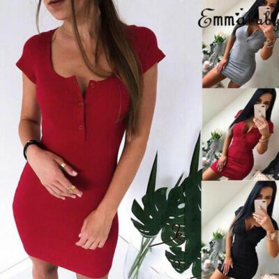 

Sexy Womens Party Evening Cocktail Clubwear Bodycon Pencil V Collar Dress