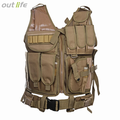 

Outlife Tactical Paintball Military Swat Assault Shooting Hunting Molle Vest with Holster