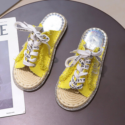 

Slippers women summer Joker fashion wear flat retro tie slip Korean slippers