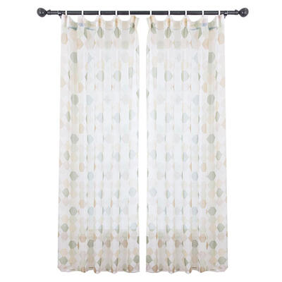 

Rhombus Printing Window Curtain Half Shading Living Room Bedroom Drapes