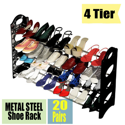 

Shoe Rack 4-Tier shoe Shelf Cabinet Stackable Entryway 20 Pairs Small Storage