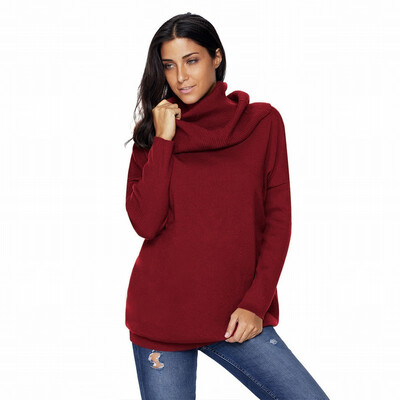 

High-neck long-sleeved pullover casual comfort warm knit sweater