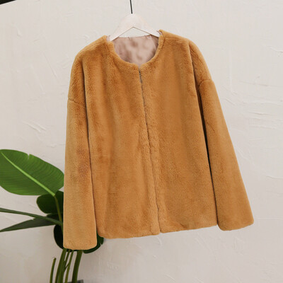 

Tailored Women Fashion Autumn Winter Long Sleeve Casual Warm Plush Short Coat