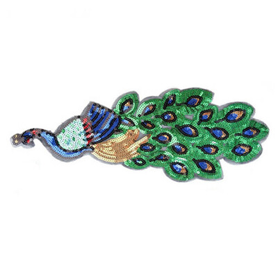 

Sewing Ironing DIY Embroidered Peacock Image Clothes Sequins Patches Applique Craft Fashion Accessories