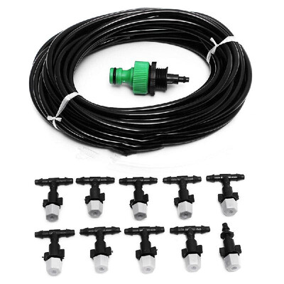 

Garden Patio Water Mister Air Misting Cooling Micro Irrigation System Sprinkler 25M&30 dripper-heads&Timer