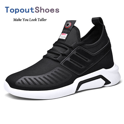 

TopoutShoes Lightweight Taller Men Fashion Sneakers Slip On Height Increasing Flyknit Shoes Add You Tall 32inch 8cm